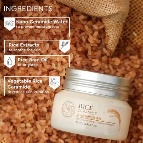THE FACE SHOP Rice Ceramide Moisturizing Cream | Rich Moisturizer for Smooth & Glowing Skin | thumbnail