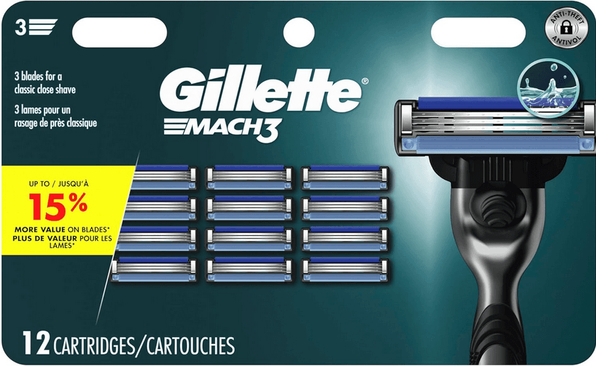 Gillette Mach3 Men's Razor Blade Refills, 12 Refills