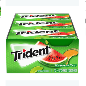 Trident Water Melon Flavor: Chewing Gum Full Box 12 Pack