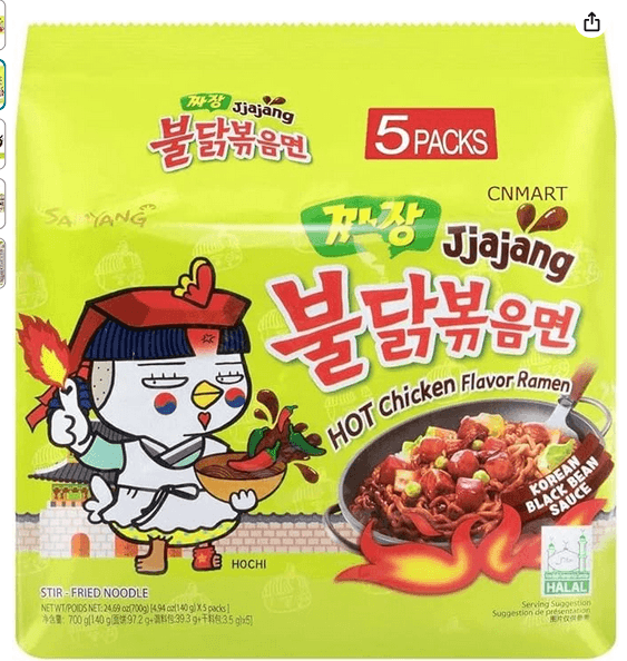 Jjajang Flavour Korean Black Bean Sauce Hot Chicken Instant Noodles  Halal -700gm