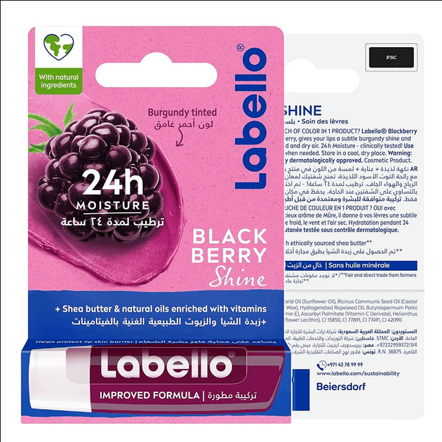Labello Blackberry Shine Lip Balm with Long-lasting 24H Hydration