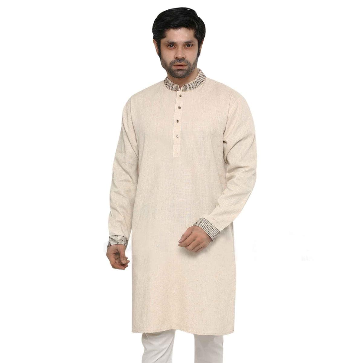 Khadi Panjabi For Men New Collection 2024 | Indian panjabi or men off white thumbnail