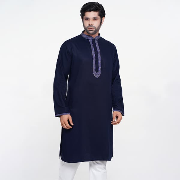 Navy blue panjabi for men new collection 2026 stylist | Soft cotton panjabi for men new collection thumbnail