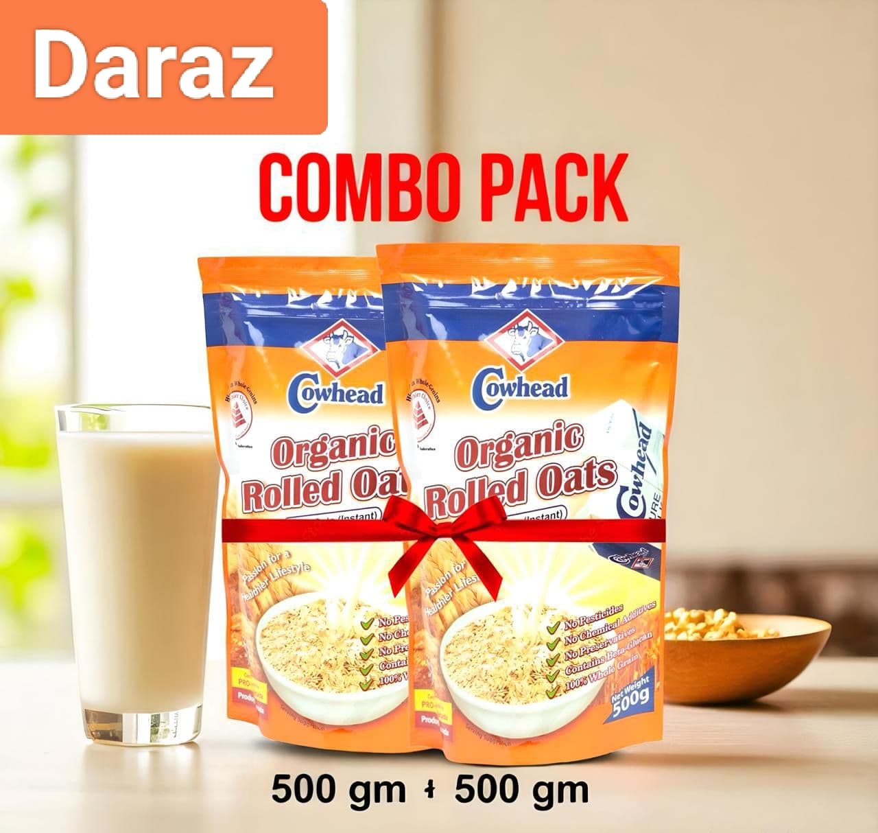 Cowhead Organic Baby Rolled Oats - 500gm + 500gm