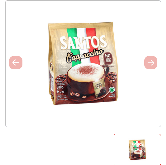 Santos Cappuccino - Premix Instant Coffee - No Sugar Added - with Choco Granule 15 g*20 pmini pack