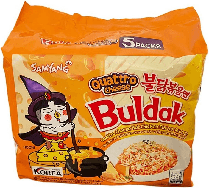 Quattro Cheese Korean Hot Chicken Flavor Noodles Pack Of 5 (145G X5)
