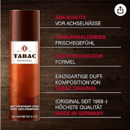 Tabac Original Deodorant & Body Spray-250ml