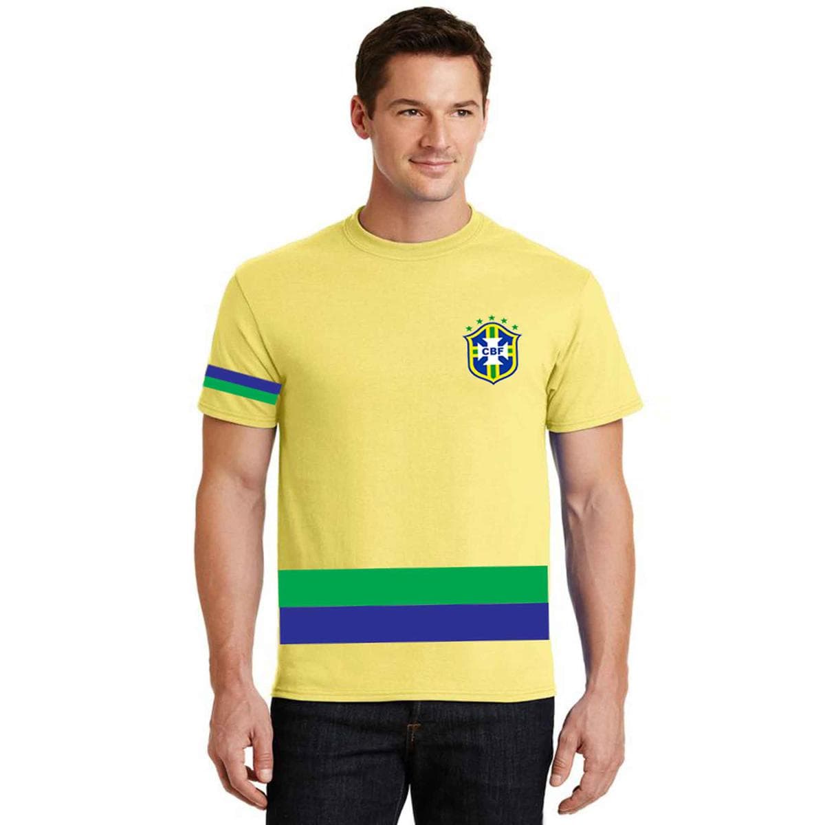 Tshirt for men yellow colour | Brazil jersey 2025 world cup official brand | Brazil tshirt 2025 world cup | Tshirt for men brazil | Yellow tshirt for men | Cotton tshirt for men | Brazil fan tshirt collection thumbnail