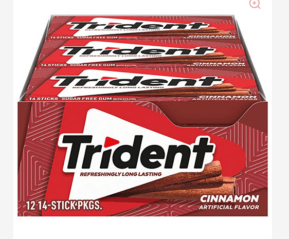 Trident Cinnamon Sugar Free Gum,12 Packs 1Box