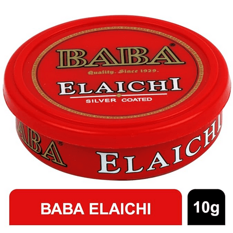 BABA ELAICHI Silver Coated Saffron Blended Elaichi - Refreshing, Exotic And Aromatic Mouth Freshener - 10Gm Tin