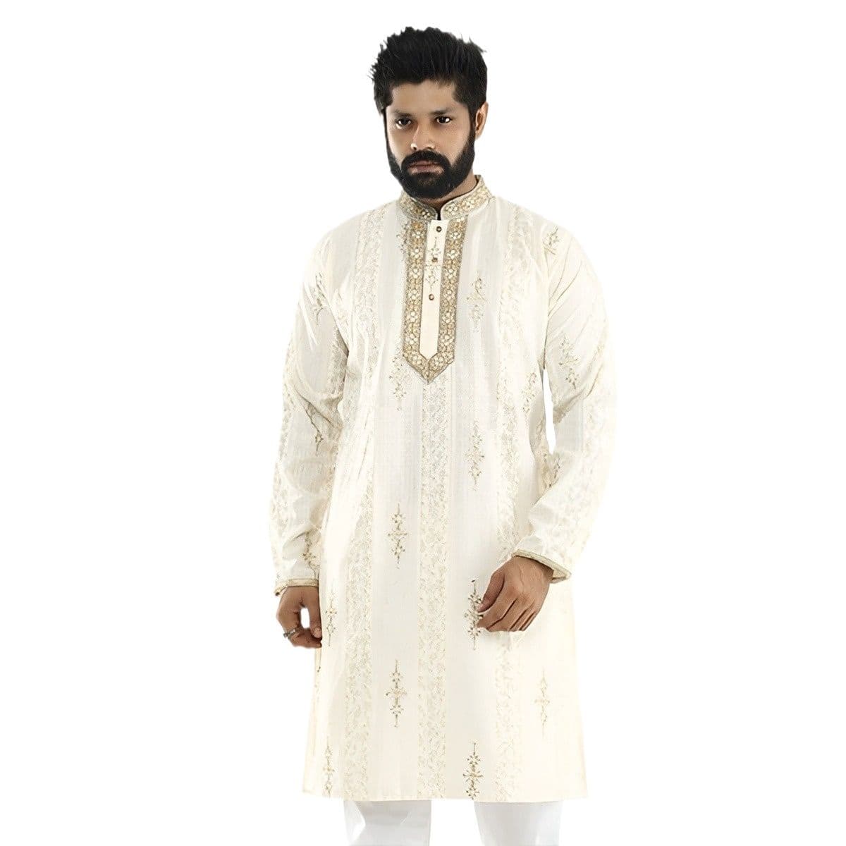 Premium Indian Embroidery Style Golden Panjabi for Men â Elegant Festive Wear, Luxurious Golden Fabric, Traditional Indian Design, Comfortable Fit, Perfect for Weddings, Parties & Cultural Events â Stylish Menâs Ethnic Outfit thumbnail