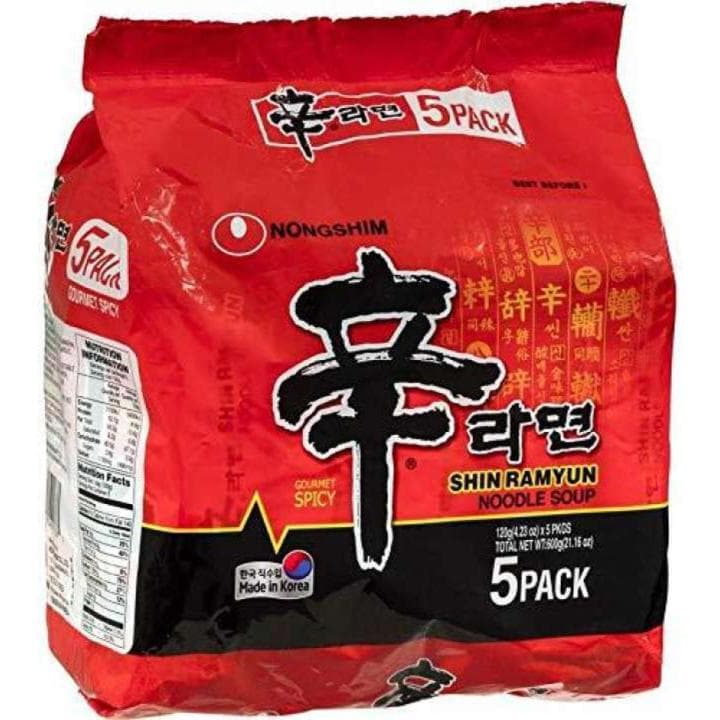 Nongshim Shin Ramyun Noodle Soup Mee Soup - 5 In 1 Pack - Ramen