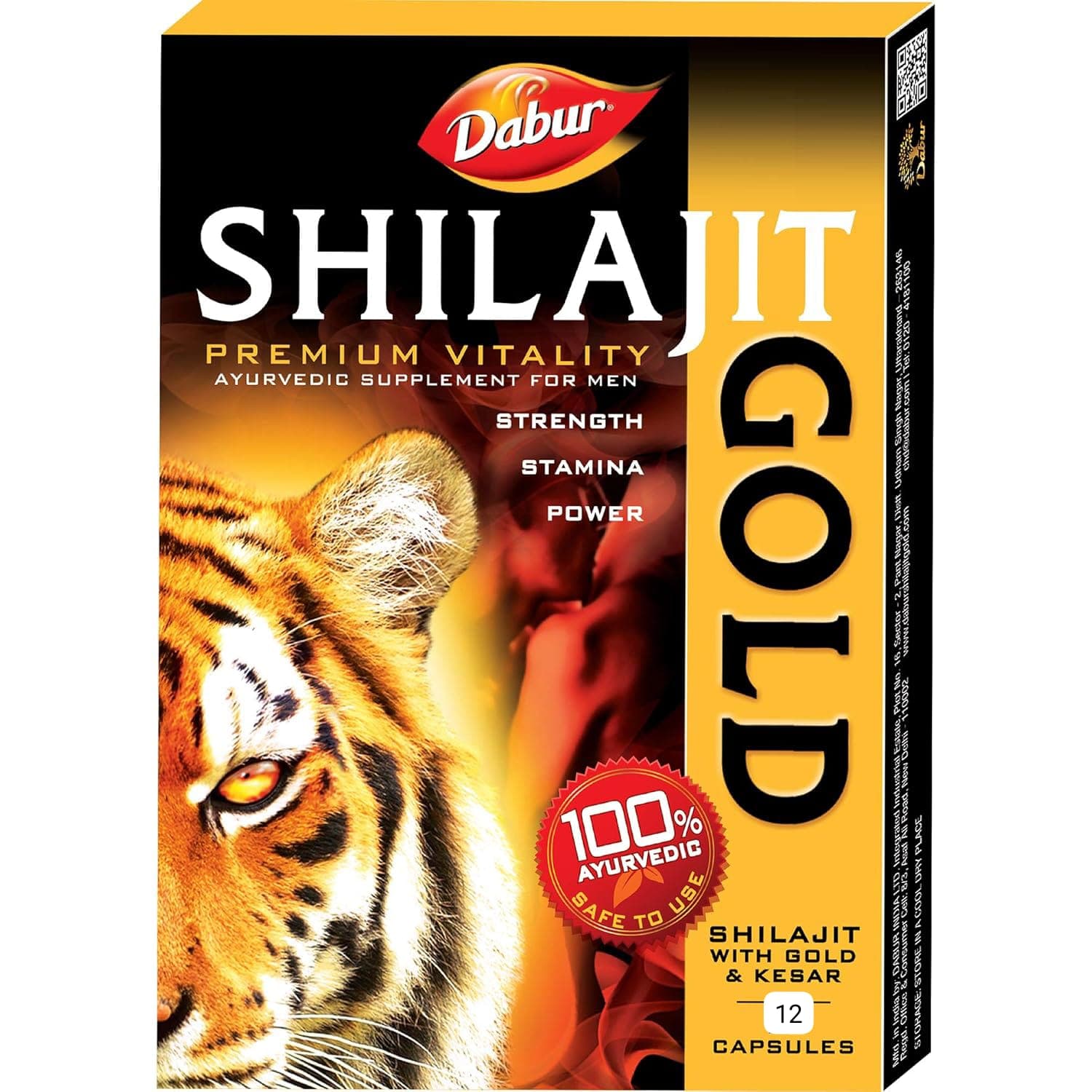 Dabur Shilajit Gold : 100 % Ayurvedic Capsules for Strength , Stamina and Power -10 capsules