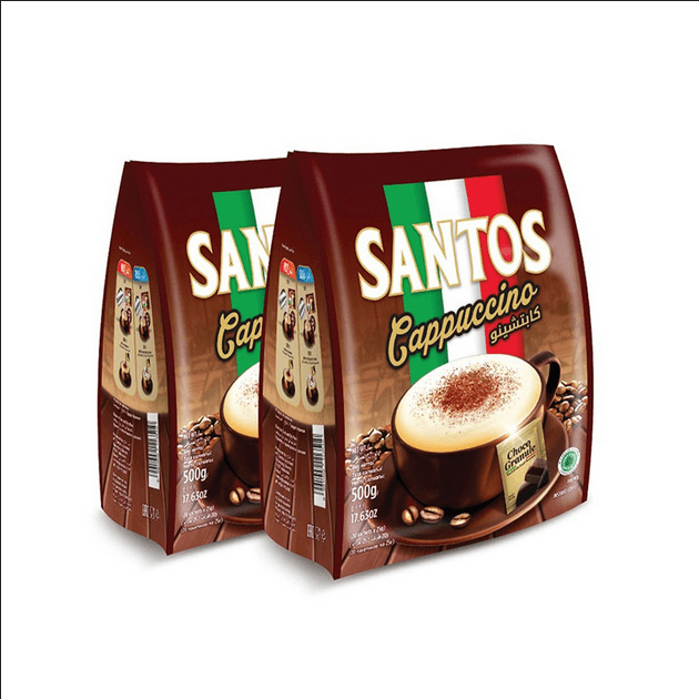 Santos Cappuccino 3 In1 With Choco Granule Coffee - 500g*2pcs =1000g