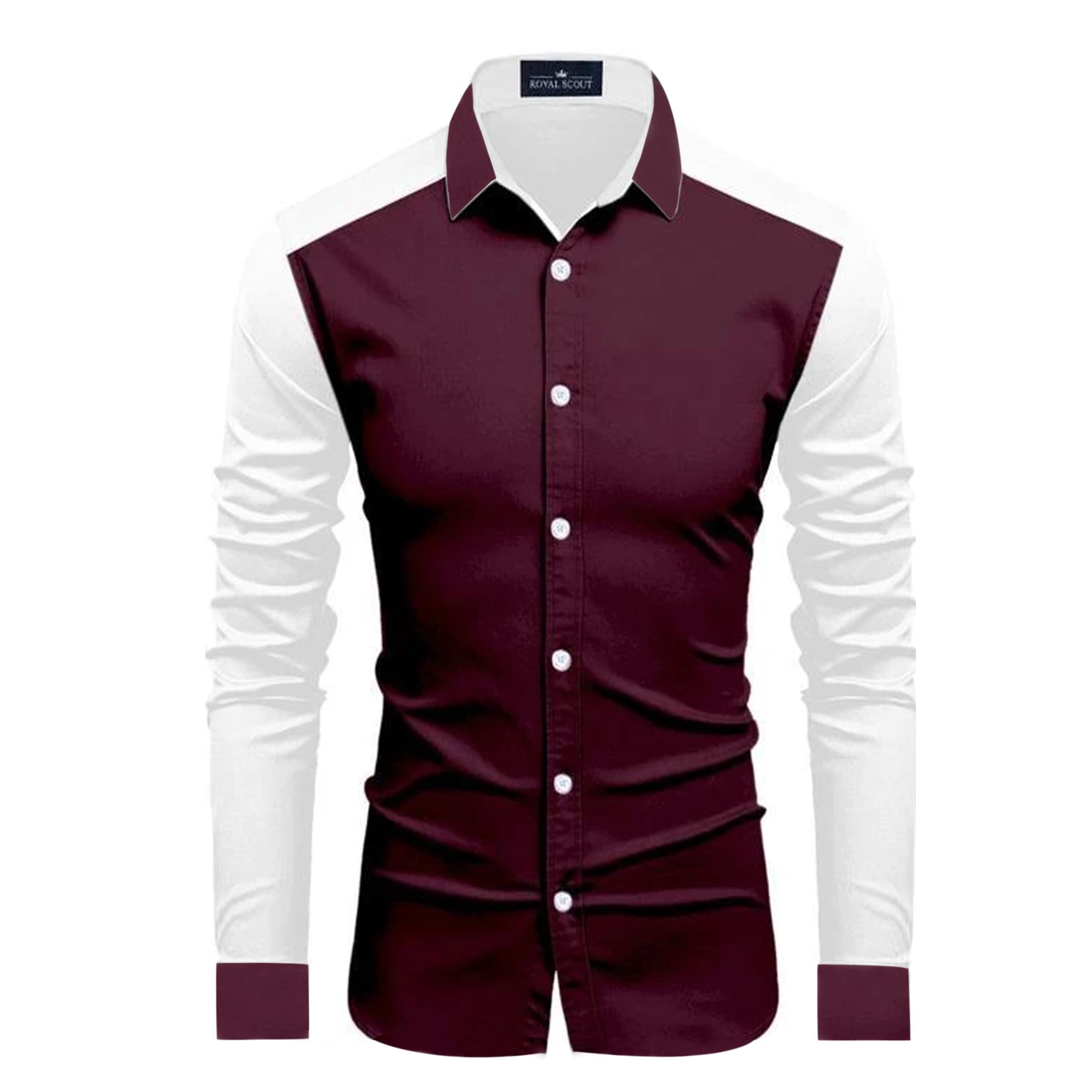 Maroon Cotton Full Sleeve Shirt For Men | Maroon shirt for men new 2024 brand stylish thumbnail