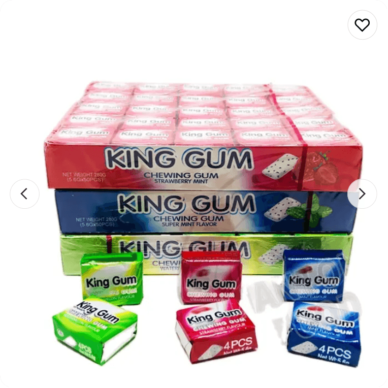 Kinggum available Flavor Chewing Gum - 50 Pcs 1 Box