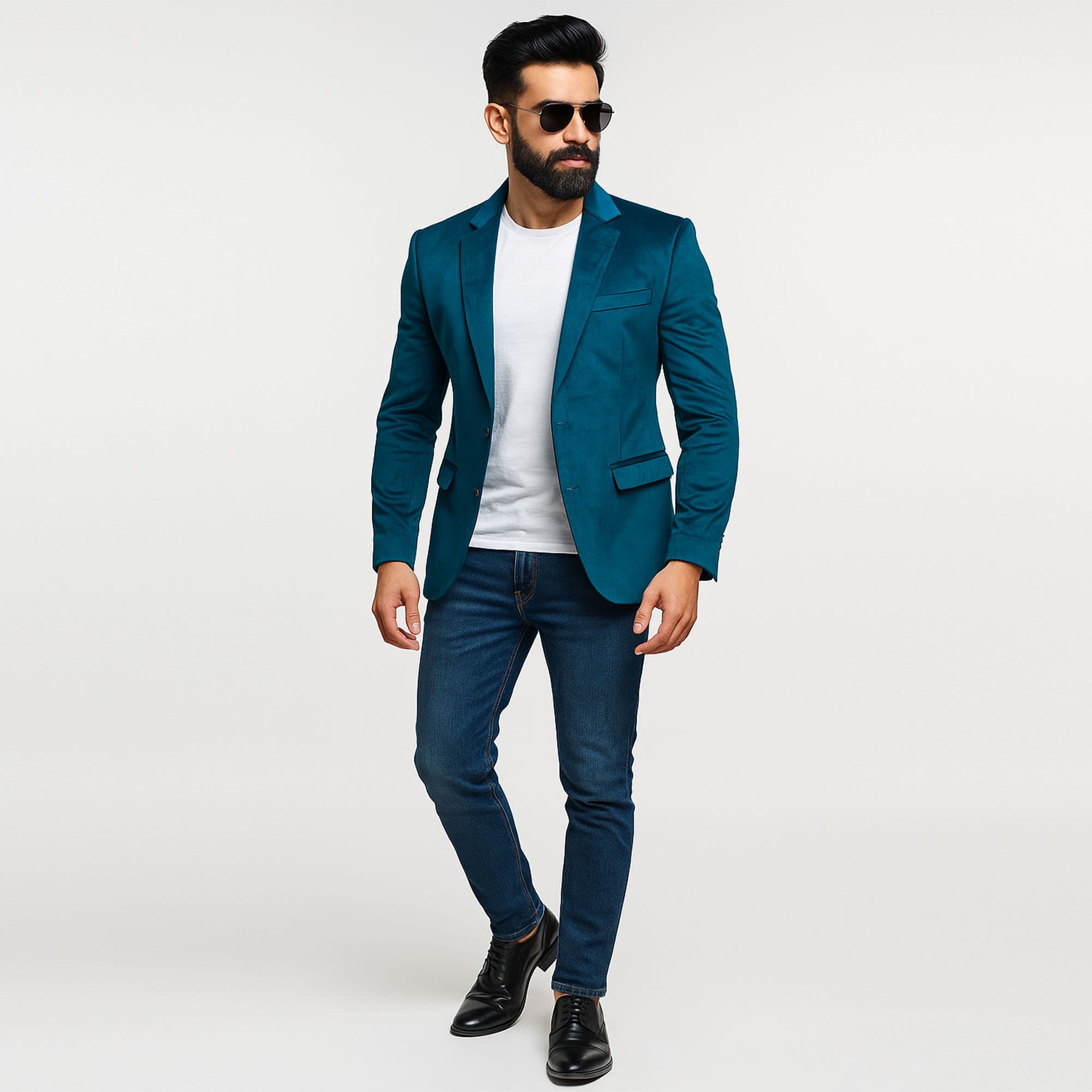 Stylish Petrol Blue Blazer for Men | Casual & Formal Slim Fit Blazer | Trendy Menâs Fashion Coat | Premium Quality Party Wear Blazer | Comfortable Lightweight Jacket for Men | Best Blazer for Office, Wedding & Events thumbnail