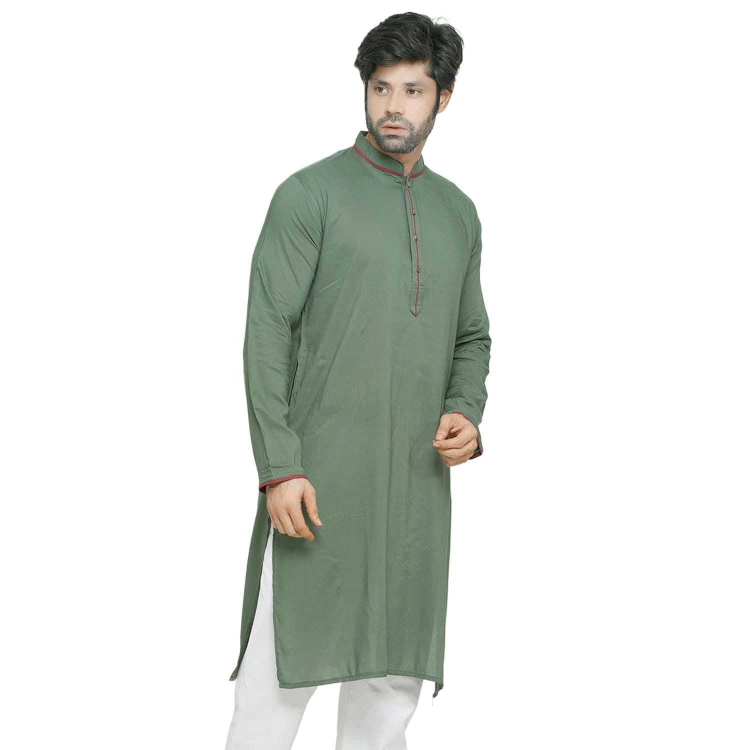Olive color Panjabi for men | Low price panjabi for men new collection 2024 eid | Mens panjabi cotton thumbnail