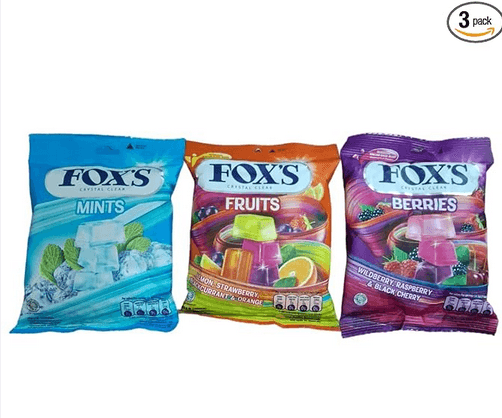 Fox's Crystal Clear Candy- Mints, Fruits , Berries  90 Grams Combo Pack Of 3