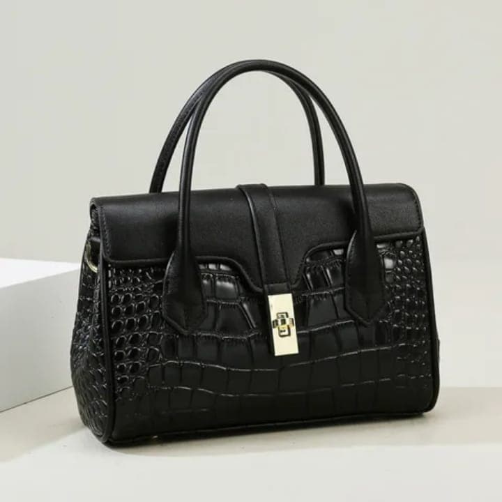 Casual Tote Luxury Leather Handbags Purse Women Bag(BLACK) thumbnail